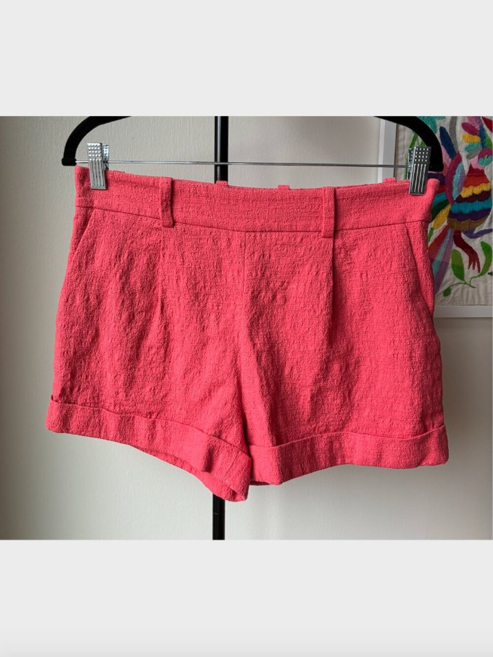 Diane von Furstenberg Textured Coral Tailored Shorts w/ Side Zipper - Size 4